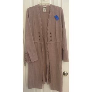 Vocal Sweater Women's Small Studded Lace Open Front Cardigan Long Bell Sleeve